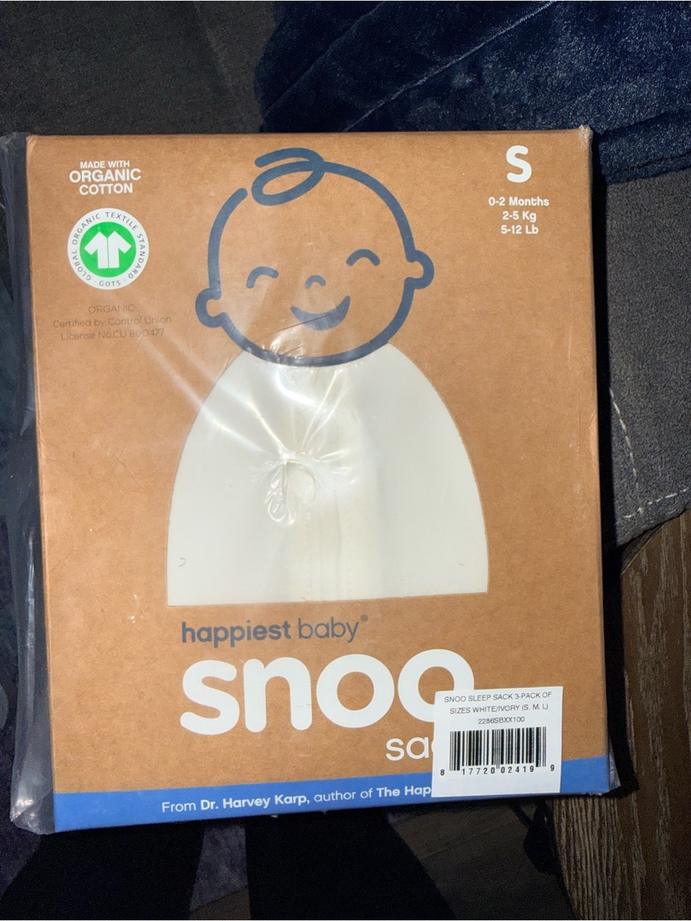 Snoo Happiest Baby Organic Cotton Sleep Sack - White (Size S, M and L)